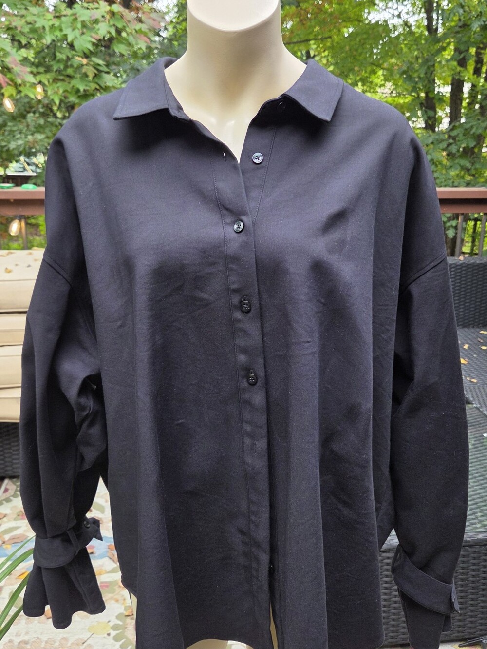 Good American Plus Sized Black Oversized Button-Down Shacket